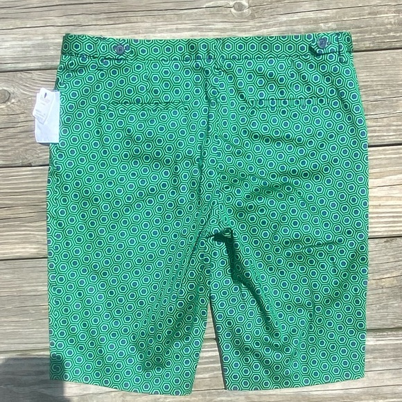 Laundry by Shelli Segal green navy geometric design Bermuda shorts New with tags - Picture 10 of 10